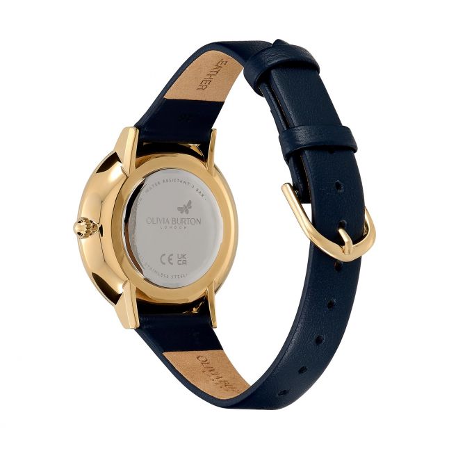 Womens Dark Blue/Gold Celestial Nova Leather Watch