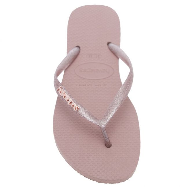 Womens Rose Slim Logo Metallic Flip Flops