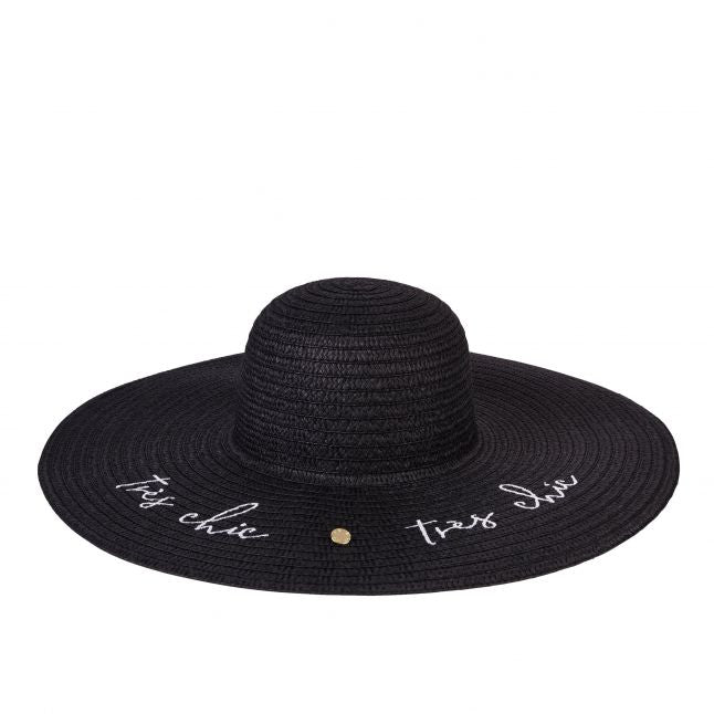 Womens Black Tres Chic Straw Hat