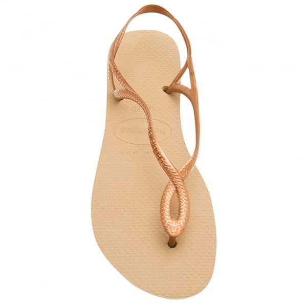 Womens Rose Gold Luna Flip Flops