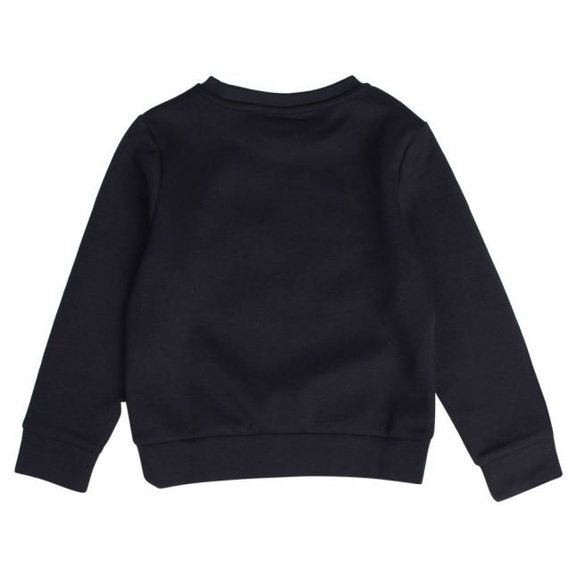 Girls Navy Branded Sweat Top