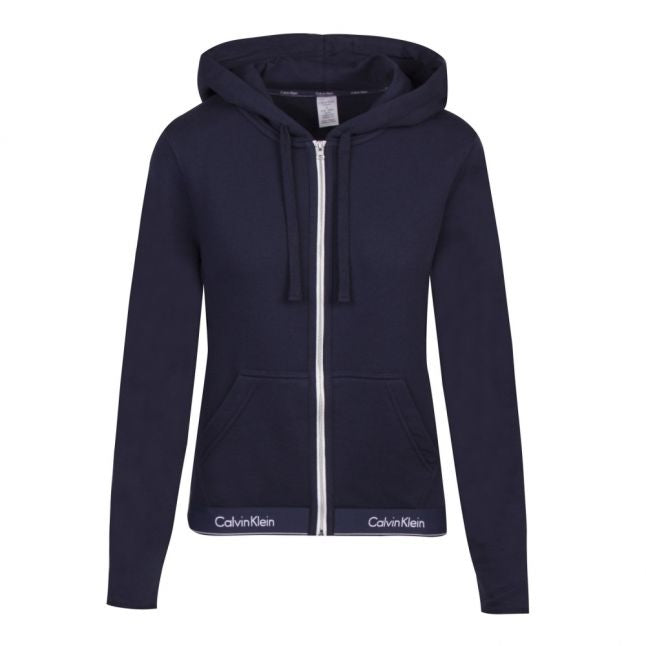 Womens Navy Shoreline Logo Band Hooded Zip Sweat Top