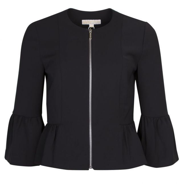 Womens Black Ruched Peplum Jacket