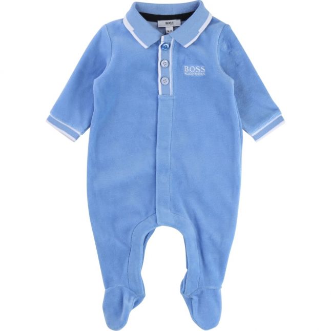 Baby Blue Velour L/s Romper