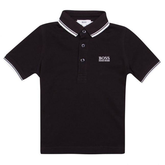 Boys Black Tipped S/s Polo Shirt