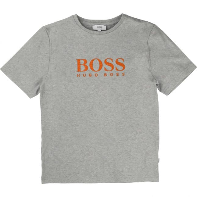 Boys Grey Marl Branded S/s T Shirt