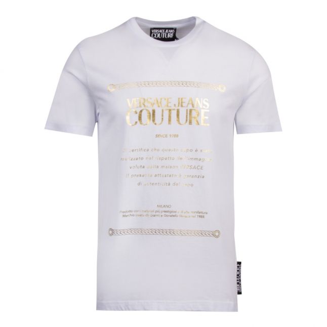 Mens White Foil Couture Logo Slim Fit S/s T Shirt