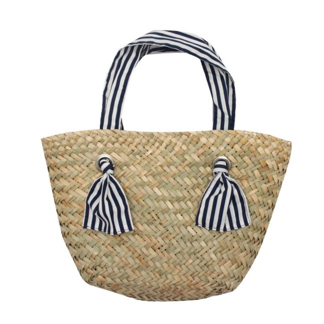 Girls Natural/Navy Rafia Summer Bag