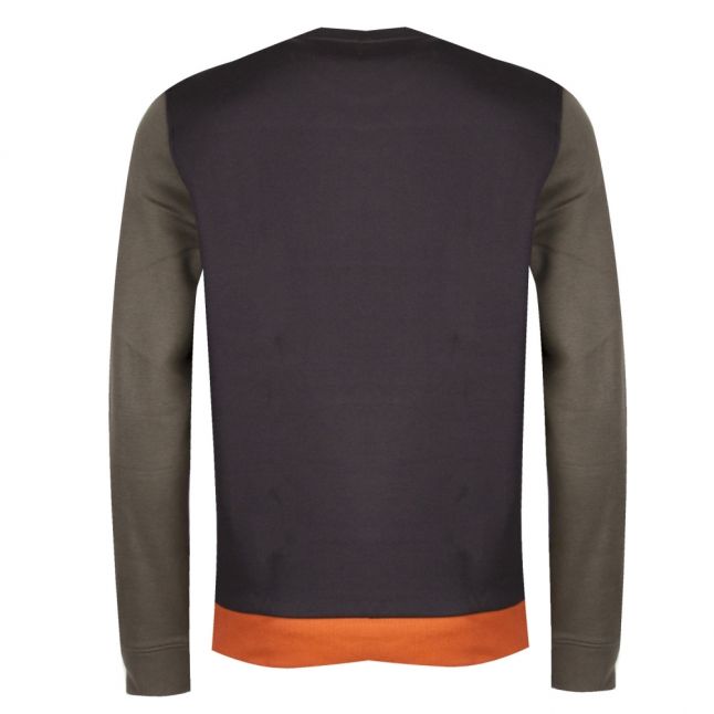 Mens Navy/Orange Tri Colour Crew Neck Sweat Top