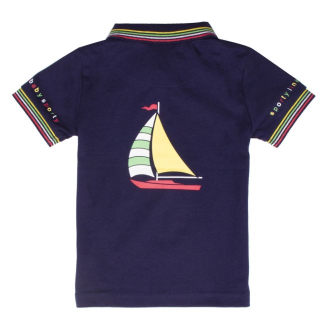 Infant Blue Stripe Detail S/s Polo Shirt