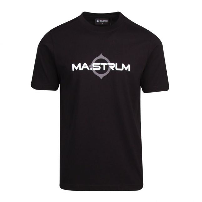 Mens Jet Black Logo Print S/s T Shirt