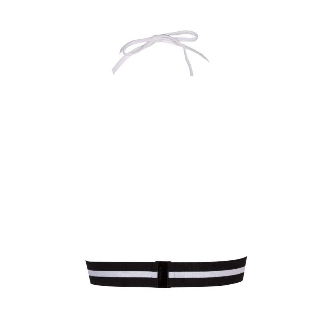 Womens Classic White Logo Band Ribbed Bikini Top