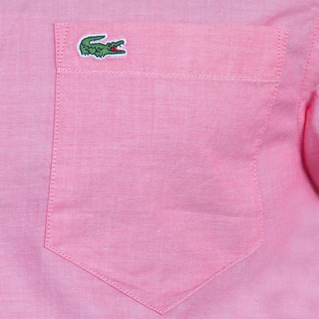 Mens Pink Branded Slim Fit S/s Shirt