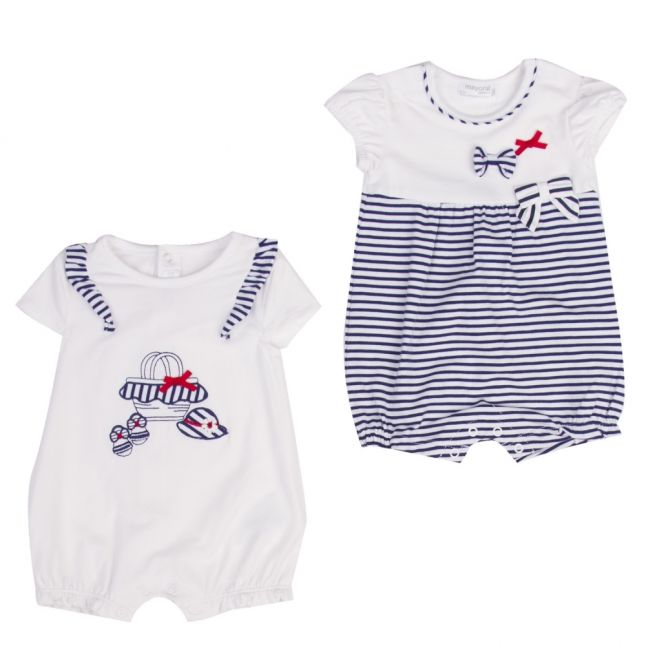 Baby Navy Stripe 2 Pack Rompers