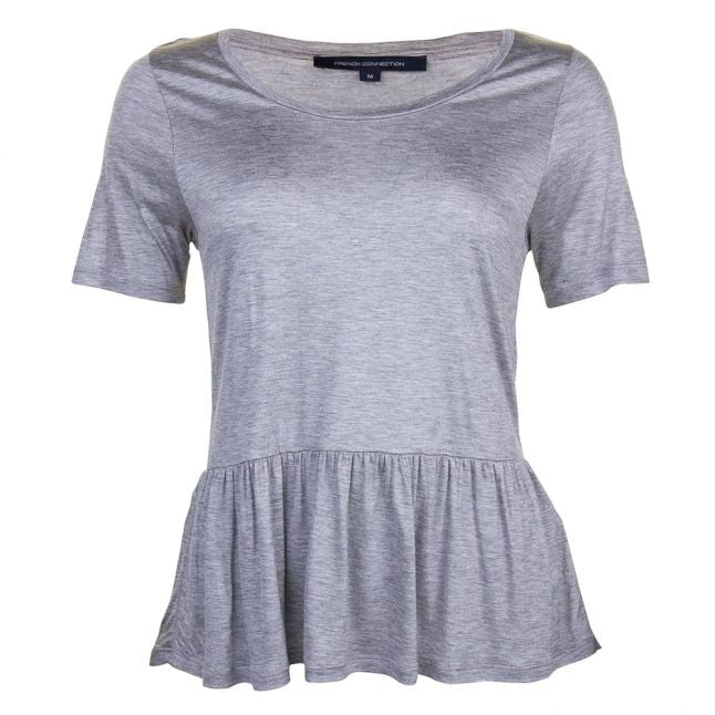 Womens Mid Grey Melange Miro Mercerised Peplum Top