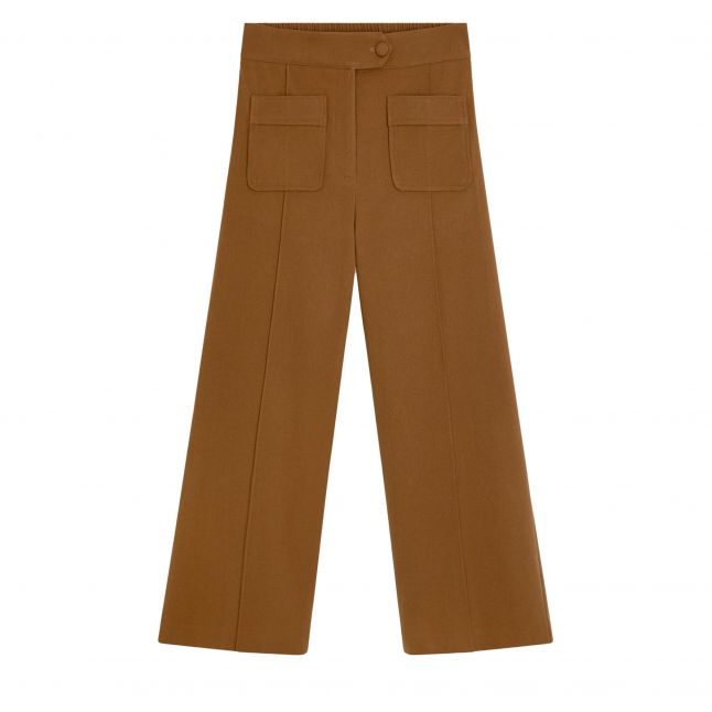 Womens Camel Jerry Wide Leg Trousers