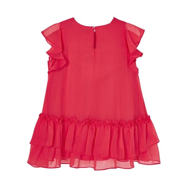 Girls Watermelon Voile Ruffled Dress