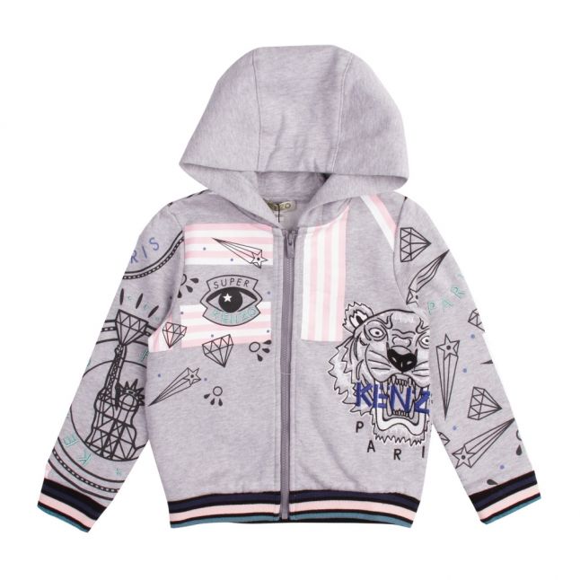 Junior Marl Grey Gloria Hooded Zip Through Sweat Top