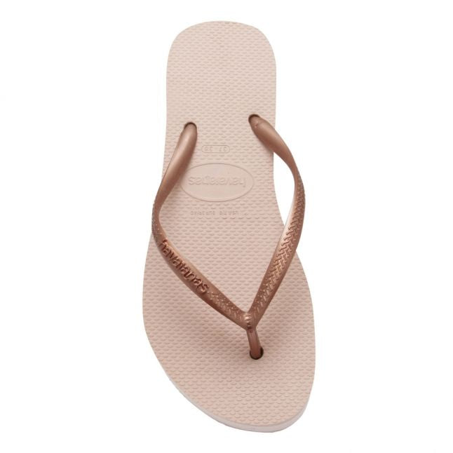 Womens Pink Porcelain Slim Flatform Flip Flops