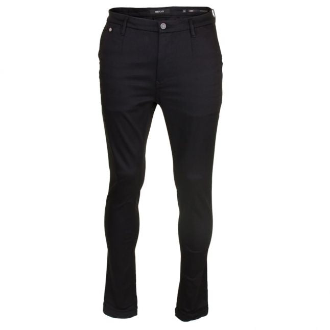 Mens Black Lehoen Hyperflex Slim Fit Chinos