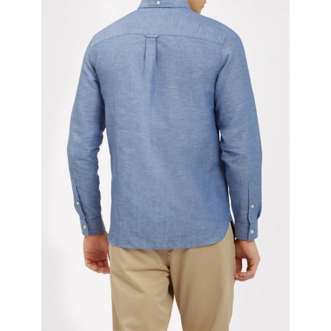 Mens Storm Blue Linen L/s Shirt