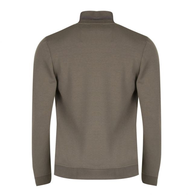 Mens Khaki Leevit Half Zip Funnel Neck Jumper