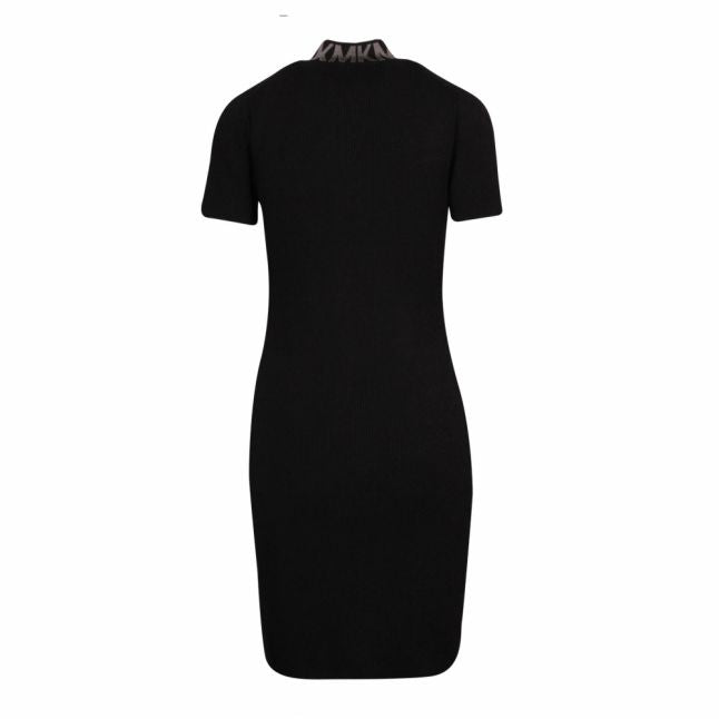 Womens Black Zip Front Trim Midi Dress