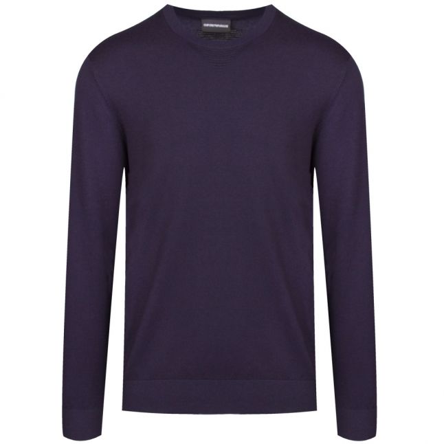 Mens Navy Multi Knit Crew Neck Knitted Top