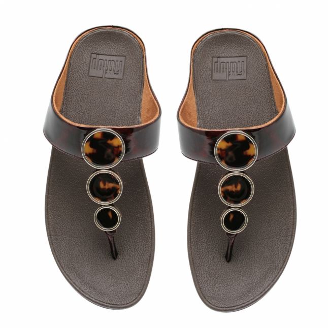 Womens Chocolate Brown Halo Tortoise Toe-Thong Sandals