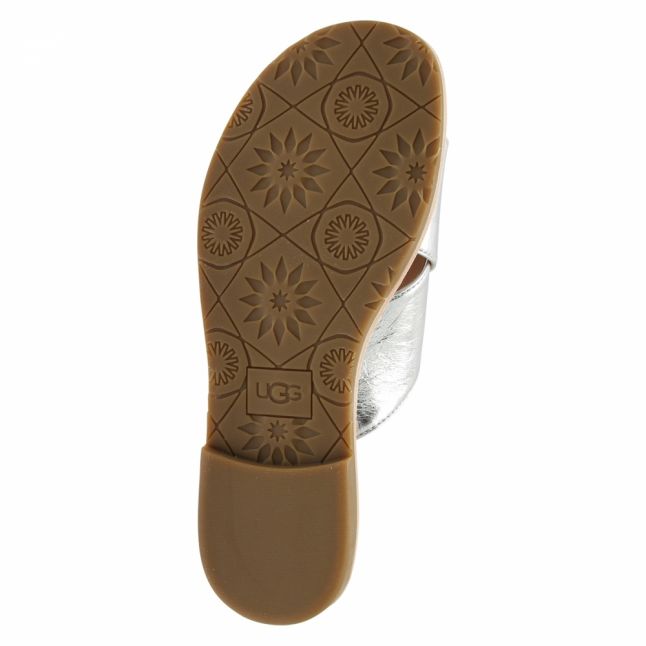 Womens Silver Joni Metallic Leather Slides