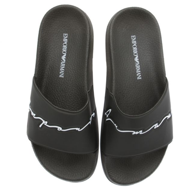 Womens Black Script Logo Slides