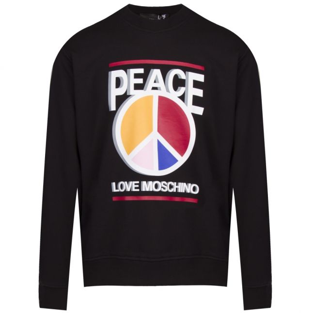 Mens Black Colour Peace Regular Fit Sweatshirt