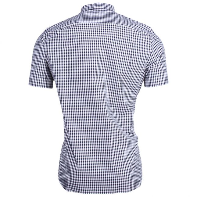 Mens Navy and White S/s Check Shirt