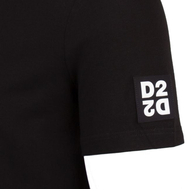 Mens Black Square Arm Logo S/s T Shirt