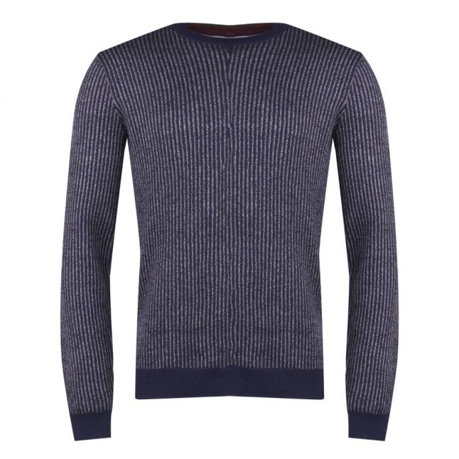 Mens Navy Jinxi Stripe Crew Knit