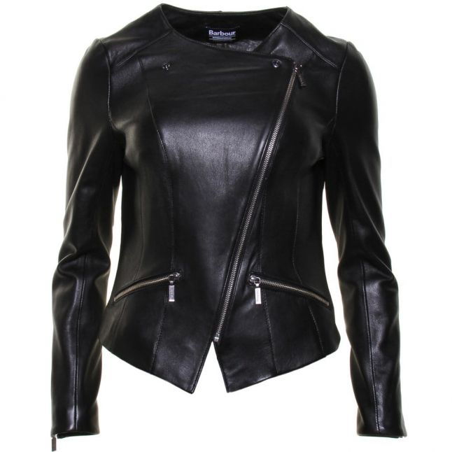 International Womens Black Shadow Mid Leather Jacket