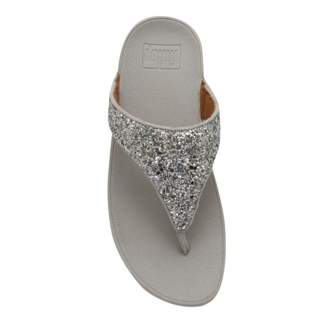 Womens Silver Lulu Glitter Toe Post Sandals