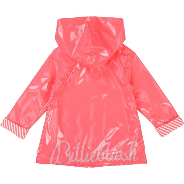 Girls Fuschia High Shine Branded Raincoat