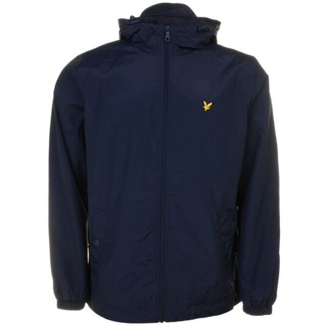 Mens Navy Zip Through Hooded Jacket