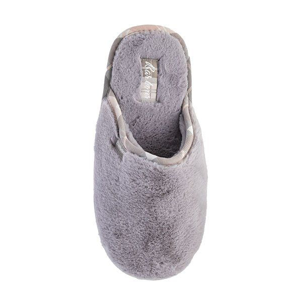 Womens Grey Agatha Faux Fur Slippers