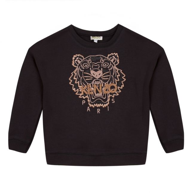 Girls Black Cosmic Tiger Sweat Top