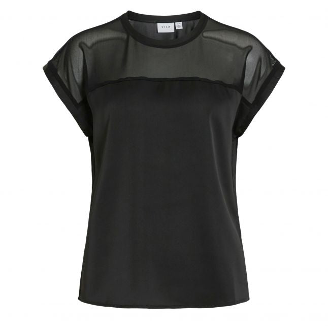 Womens Black Viellette Mesh S/s T Shirt