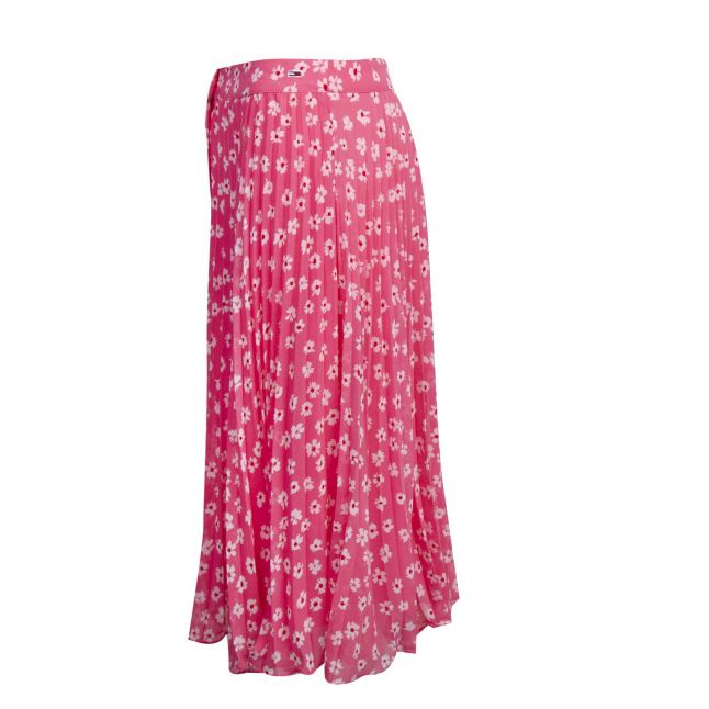 Womens Glamour Pink Floral Print Midi Skirt