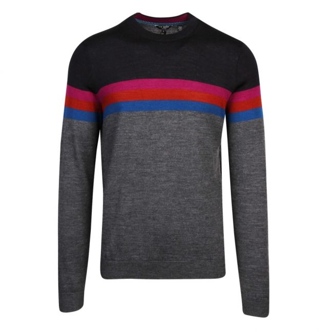 Mens Navy Cowes Colour Block Crew Knitted Jumper