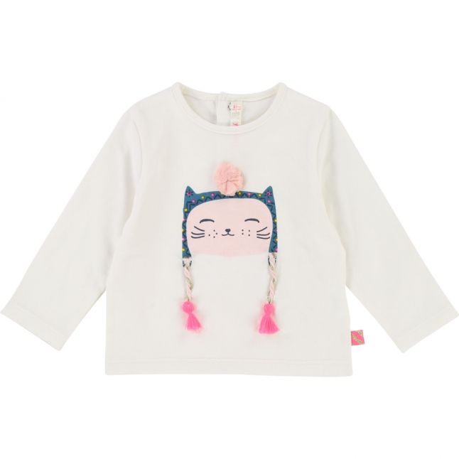 Baby White Kitty L/s T Shirt