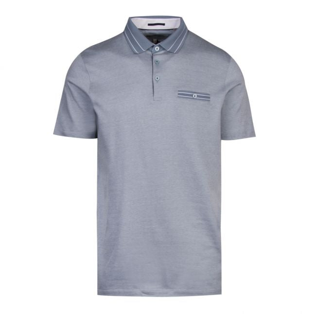 Mens Blue Munsan S/s Jacquard Polo Shirt