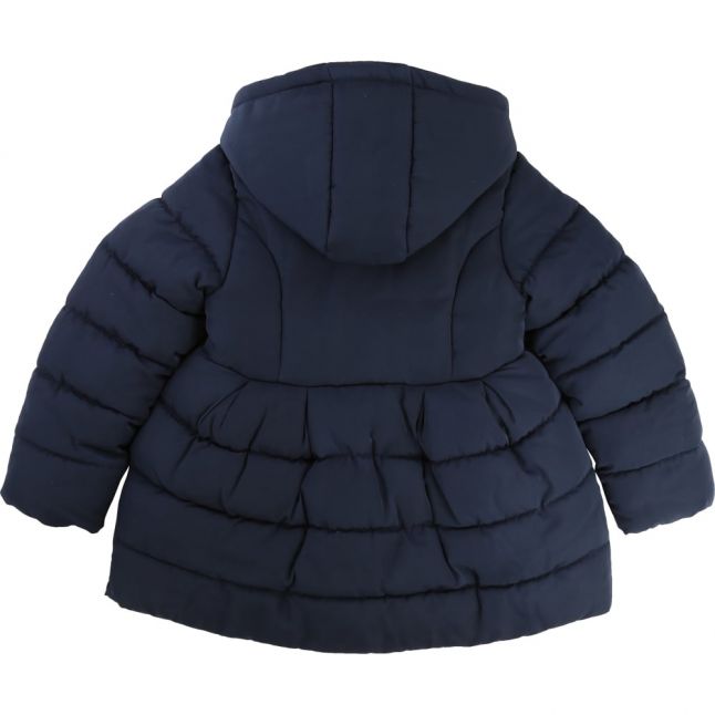 Girls Navy Bow Puffer Jacket