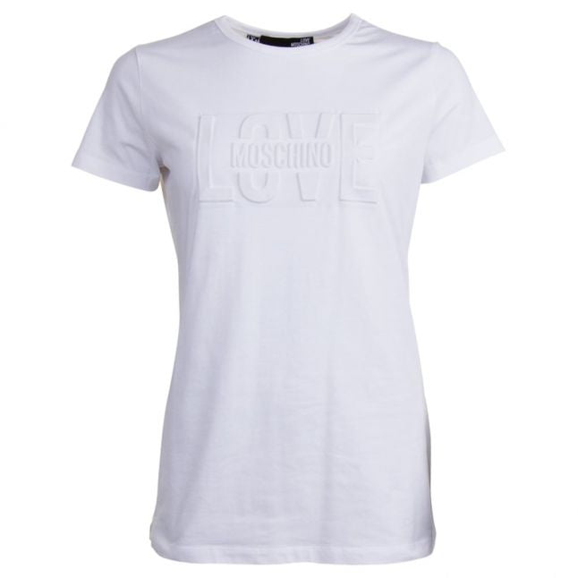 Womens White Embossed Logo S/s T Shirt