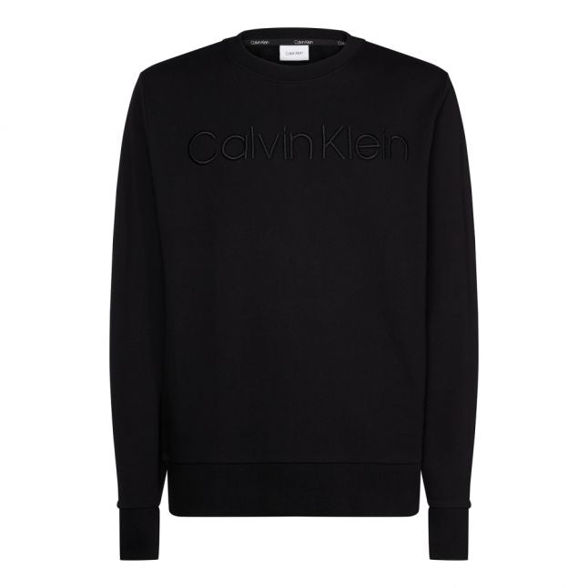 Mens Black Embroidered Logo Crew Sweat Top