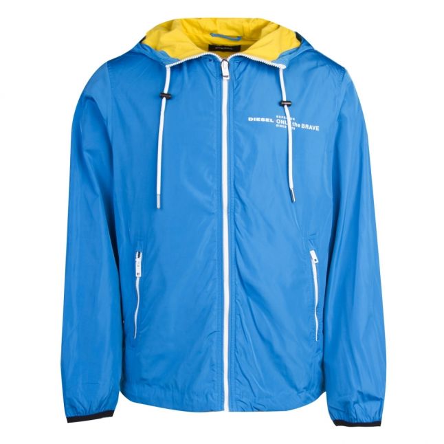 Mens Blue J-Phoen-Plain Hood Zip-Through Jacket